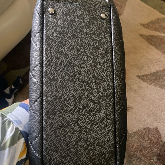 Authentic Chanel Purse CC Shopping Tote  silver hardware leather - Picture 12 of 16